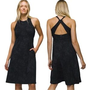 PrAna Dress XS Black Summer Jewel Lake Performance Shelf Bra Pockets Outdoor